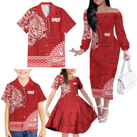 Samoa FAST Family Matching Off The Shoulder Long Sleeve Dress and Hawaiian Shirt Samoan Motif Patterns LT9 - Polynesian Pride