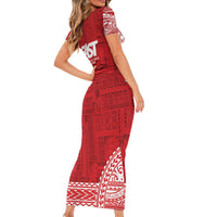 Samoa FAST Family Matching Short Sleeve Bodycon Dress and Hawaiian Shirt Samoan Motif Patterns - Polynesian Pride