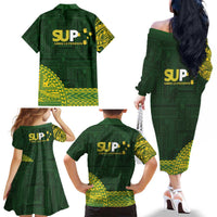 Samoa SUP Family Matching Off The Shoulder Long Sleeve Dress and Hawaiian Shirt Samoan Motif Patterns LT9 - Polynesian Pride