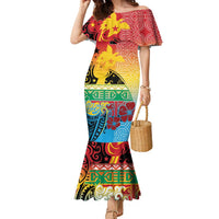 Personalised Torba PNG Day Family Matching Mermaid Dress and Hawaiian Shirt Oro Tapa Pattern LT9 Mom's Dress Green - Polynesian Pride