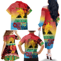 Personalised Torba PNG Day Family Matching Off The Shoulder Long Sleeve Dress and Hawaiian Shirt Oro Tapa Pattern LT9 - Polynesian Pride