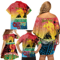 Personalised Torba PNG Day Family Matching Off Shoulder Short Dress and Hawaiian Shirt Oro Tapa Pattern LT9 - Polynesian Pride