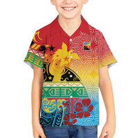Personalised Torba PNG Day Family Matching Summer Maxi Dress and Hawaiian Shirt Oro Tapa Pattern LT9 Son's Shirt Green - Polynesian Pride