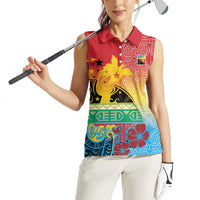 Personalised Torba PNG Day Women Sleeveless Polo Shirt Oro Tapa Pattern - Polynesian Pride