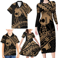 Ikaika Hawaiian Mythic Koa Tribal Warrior Family Matching Long Sleeve Bodycon Dress and Hawaiian Shirt LT9 - Polynesian Pride