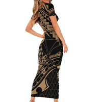 Ikaika Hawaiian Mythic Koa Tribal Warrior Family Matching Short Sleeve Bodycon Dress and Hawaiian Shirt LT9 - Polynesian Pride