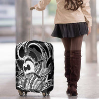Koa Ikaika Warrior Helmet with Shark Luggage Cover Black Kakau Style