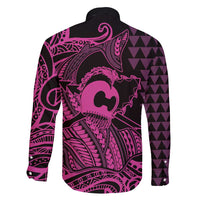 Koa Ikaika Warrior Helmet with Shark Family Matching Tank Maxi Dress and Hawaiian Shirt Pink Kakau Style LT9 - Polynesian Pride