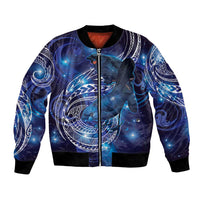 North Island Kokako and South Island Kokako Bomber Jacket New Zealand Native Bird with Galaxy Vibe LT9 Unisex Galaxy - Polynesian Pride