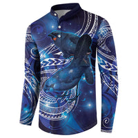 North Island Kokako and South Island Kokako Button Sweatshirt New Zealand Native Bird with Galaxy Vibe LT9 - Polynesian Pride