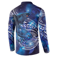 North Island Kokako and South Island Kokako Button Sweatshirt New Zealand Native Bird with Galaxy Vibe LT9 - Polynesian Pride