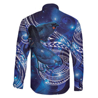 North Island Kokako and South Island Kokako Family Matching Long Sleeve Bodycon Dress and Hawaiian Shirt New Zealand Native Bird with Galaxy Vibe LT9 - Polynesian Pride