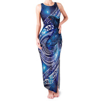 North Island Kokako and South Island Kokako Family Matching Tank Maxi Dress and Hawaiian Shirt New Zealand Native Bird with Galaxy Vibe LT9 Mom's Dress Galaxy - Polynesian Pride