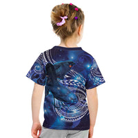 North Island Kokako and South Island Kokako Kid T Shirt New Zealand Native Bird with Galaxy Vibe LT9 - Polynesian Pride