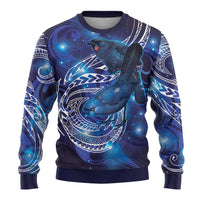North Island Kokako and South Island Kokako Ugly Christmas Sweater New Zealand Native Bird with Galaxy Vibe LT9 - Polynesian Pride