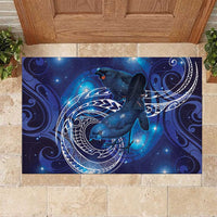 North Island Kokako and South Island Kokako Rubber Doormat New Zealand Native Bird with Galaxy Vibe LT9 Galaxy - Polynesian Pride
