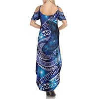 North Island Kokako and South Island Kokako Summer Maxi Dress New Zealand Native Bird with Galaxy Vibe LT9 - Polynesian Pride