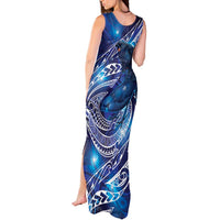 North Island Kokako and South Island Kokako Tank Maxi Dress New Zealand Native Bird with Galaxy Vibe LT9 - Polynesian Pride