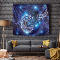 North Island Kokako and South Island Kokako Tapestry New Zealand Native Bird with Galaxy Vibe LT9 Galaxy - Polynesian Pride