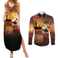 ANZAC Day Film Reel Lest We Forget Couples Matching Summer Maxi Dress and Long Sleeve Button Shirt Australia NZ Memorial LT9 Red - Polynesian Pride