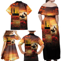 ANZAC Day Film Reel Lest We Forget Family Matching Off Shoulder Maxi Dress and Hawaiian Shirt Australia NZ Memorial LT9 - Polynesian Pride