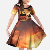ANZAC Day Film Reel Lest We Forget Family Matching Off Shoulder Short Dress and Hawaiian Shirt Australia NZ Memorial LT9 Daughter's Dress Red - Polynesian Pride
