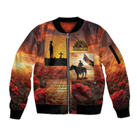 ANZAC Day Film Reel Lest We Forget Sleeve Zip Bomber Jacket Australia NZ Memorial