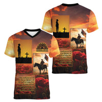 ANZAC Day Film Reel Lest We Forget Women V-Neck T-Shirt Australia NZ Memorial LT9 - Polynesian Pride