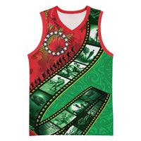 Personalised Cook Islands ANZAC 1915-2026 Filmstrip Basketball Jersey Lest We Forget 25 April LT9 Unisex Green - Polynesian Pride