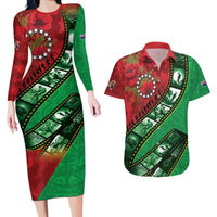 Personalised Cook Islands ANZAC 1915-2026 Filmstrip Couples Matching Long Sleeve Bodycon Dress and Hawaiian Shirt Lest We Forget 25 April LT9 Green - Polynesian Pride