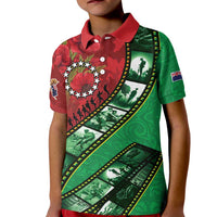 Personalised Cook Islands ANZAC 1915-2026 Filmstrip Kid Polo Shirt Lest We Forget 25 April LT9 Kid Green - Polynesian Pride