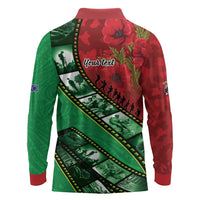 Personalised Cook Islands ANZAC 1915-2026 Filmstrip Long Sleeve Polo Shirt Lest We Forget 25 April LT9 - Polynesian Pride