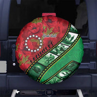 Personalised Cook Islands ANZAC 1915-2026 Filmstrip Spare Tire Cover Lest We Forget 25 April LT9 No hole Green - Polynesian Pride