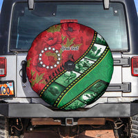Personalised Cook Islands ANZAC 1915-2026 Filmstrip Spare Tire Cover Lest We Forget 25 April LT9 Green - Polynesian Pride