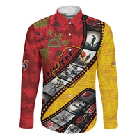 Personalised Niue ANZAC 1915-2026 Filmstrip Family Matching Long Sleeve Bodycon Dress and Hawaiian Shirt Lest We Forget 25 April LT9 Dad's Shirt - Long Sleeve Gold - Polynesian Pride