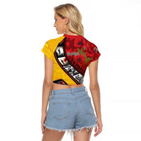 Personalised Niue ANZAC 1915-2026 Filmstrip Raglan Cropped T Shirt Lest We Forget 25 April LT9 - Polynesian Pride