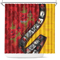 Personalised Niue ANZAC 1915-2026 Filmstrip Shower Curtain Lest We Forget 25 April