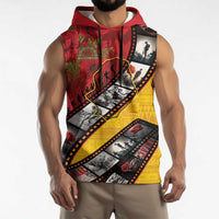 Personalised Niue ANZAC 1915-2026 Filmstrip Sleeveless Hoodie Lest We Forget 25 April LT9 - Polynesian Pride