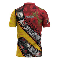 Personalised Niue ANZAC 1915-2026 Filmstrip Zipper Polo Shirt Lest We Forget 25 April LT9 - Polynesian Pride