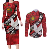 Personalised Tonga ANZAC 1915-2026 Filmstrip Couples Matching Long Sleeve Bodycon Dress and Long Sleeve Button Shirt Lest We Forget 25 April LT9 Red - Polynesian Pride