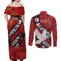Personalised Tonga ANZAC 1915-2026 Filmstrip Couples Matching Off Shoulder Maxi Dress and Long Sleeve Button Shirt Lest We Forget 25 April LT9 - Polynesian Pride