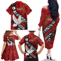Personalised Tonga ANZAC 1915-2026 Filmstrip Family Matching Off The Shoulder Long Sleeve Dress and Hawaiian Shirt Lest We Forget 25 April LT9 - Polynesian Pride