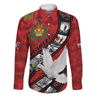 Personalised Tonga ANZAC 1915-2026 Filmstrip Family Matching Tank Maxi Dress and Hawaiian Shirt Lest We Forget 25 April LT9 Dad's Shirt - Long Sleeve Red - Polynesian Pride
