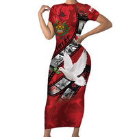 Personalised Tonga ANZAC 1915-2026 Filmstrip Short Sleeve Bodycon Dress Lest We Forget 25 April LT9 Long Dress Red - Polynesian Pride