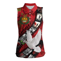 Personalised Tonga ANZAC 1915-2026 Filmstrip Women Sleeveless Polo Shirt Lest We Forget 25 April LT9 Female Red - Polynesian Pride