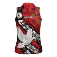 Personalised Tonga ANZAC 1915-2026 Filmstrip Women Sleeveless Polo Shirt Lest We Forget 25 April LT9 - Polynesian Pride