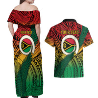 Personalised Vanuatu Yumi 44th Indipendens Dei Couples Matching Off Shoulder Maxi Dress and Hawaiian Shirt Vanuatuan Broad Tusk with Polynesian Tribal LT9 - Polynesian Pride