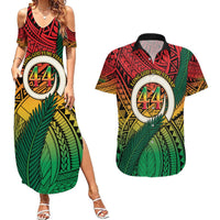Personalised Vanuatu Yumi 44th Indipendens Dei Couples Matching Summer Maxi Dress and Hawaiian Shirt Vanuatuan Broad Tusk with Polynesian Tribal LT9 Reggae - Polynesian Pride