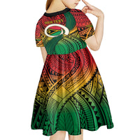 Personalised Vanuatu Yumi 44th Indipendens Dei Kid Short Sleeve Dress Vanuatuan Broad Tusk with Polynesian Tribal LT9 - Polynesian Pride