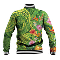 Polynesian Tribal Flower Tattoo Baseball Jacket Special Lime Green Vibe